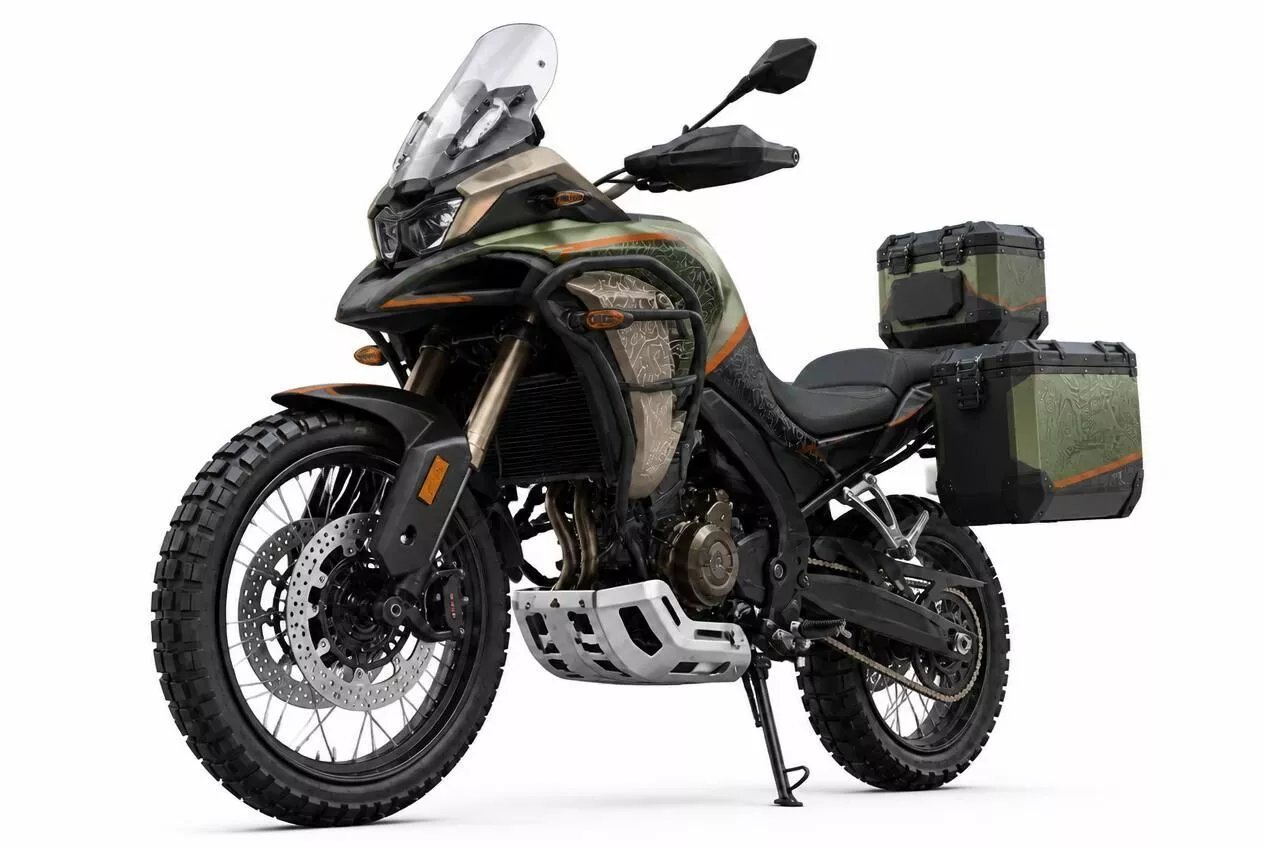 Adventure Motorcycle Front View with Touring Windshield 3D model