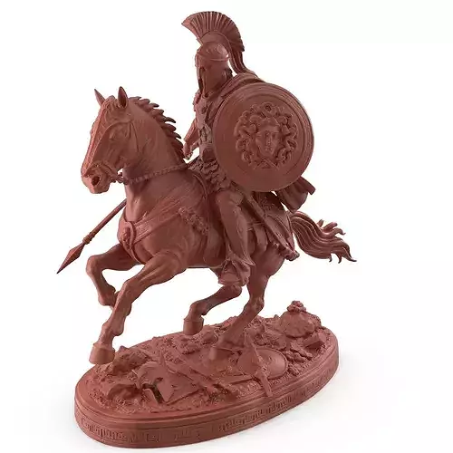 Print Ready Mounted Knight on Horse 3D Model 03 