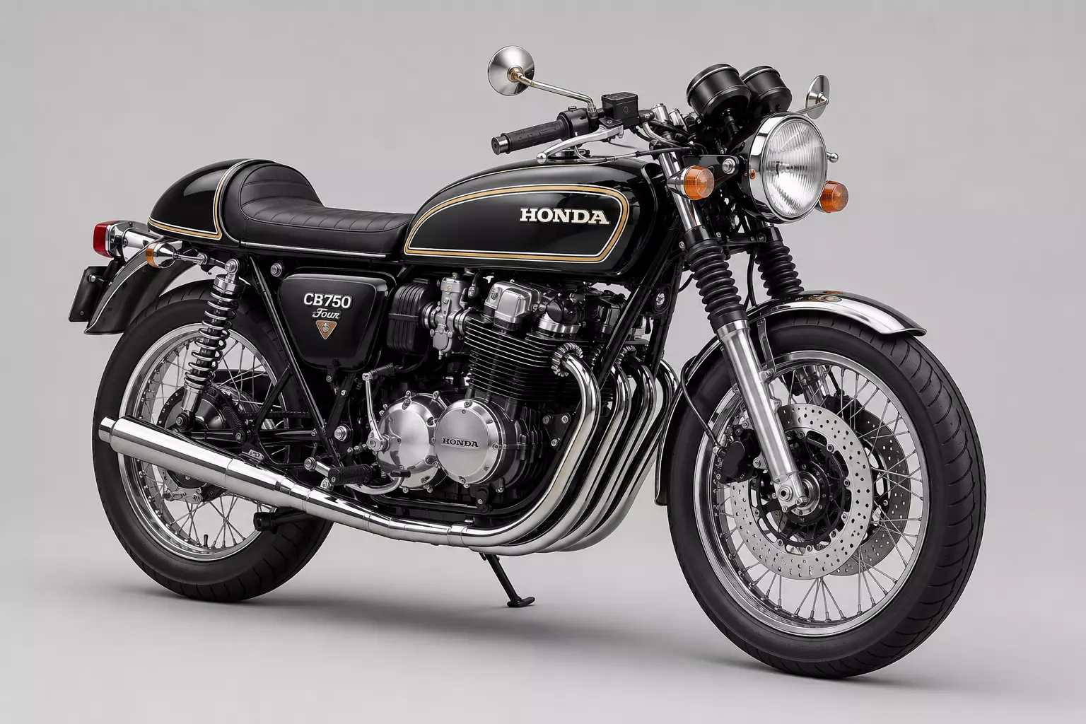 Classic Honda CB750 Four Vintage Motorcycle Side View 3D model