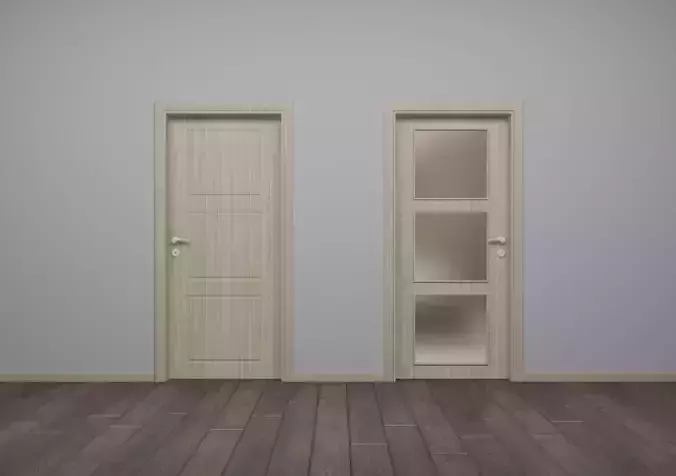 Modern Interior Wood Door - Real Wood UVW Maps - MUTE 5-5C