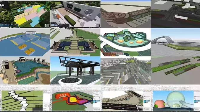 82 SketchUp Landscape Models Pack Park Garden Exterior