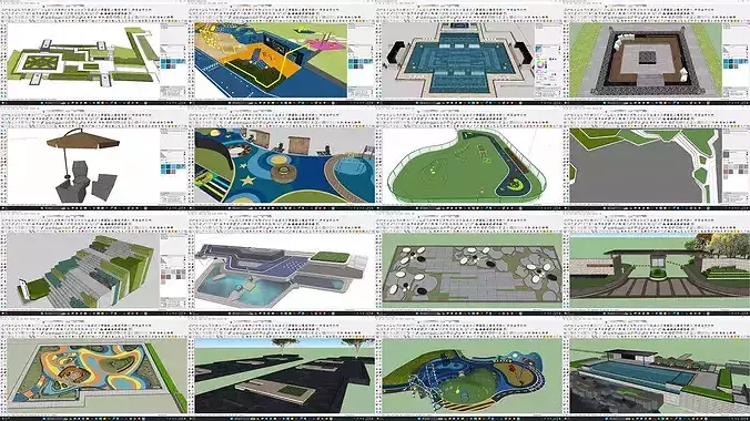 82 SketchUp Landscape Models Pack Park Garden Exterior 3