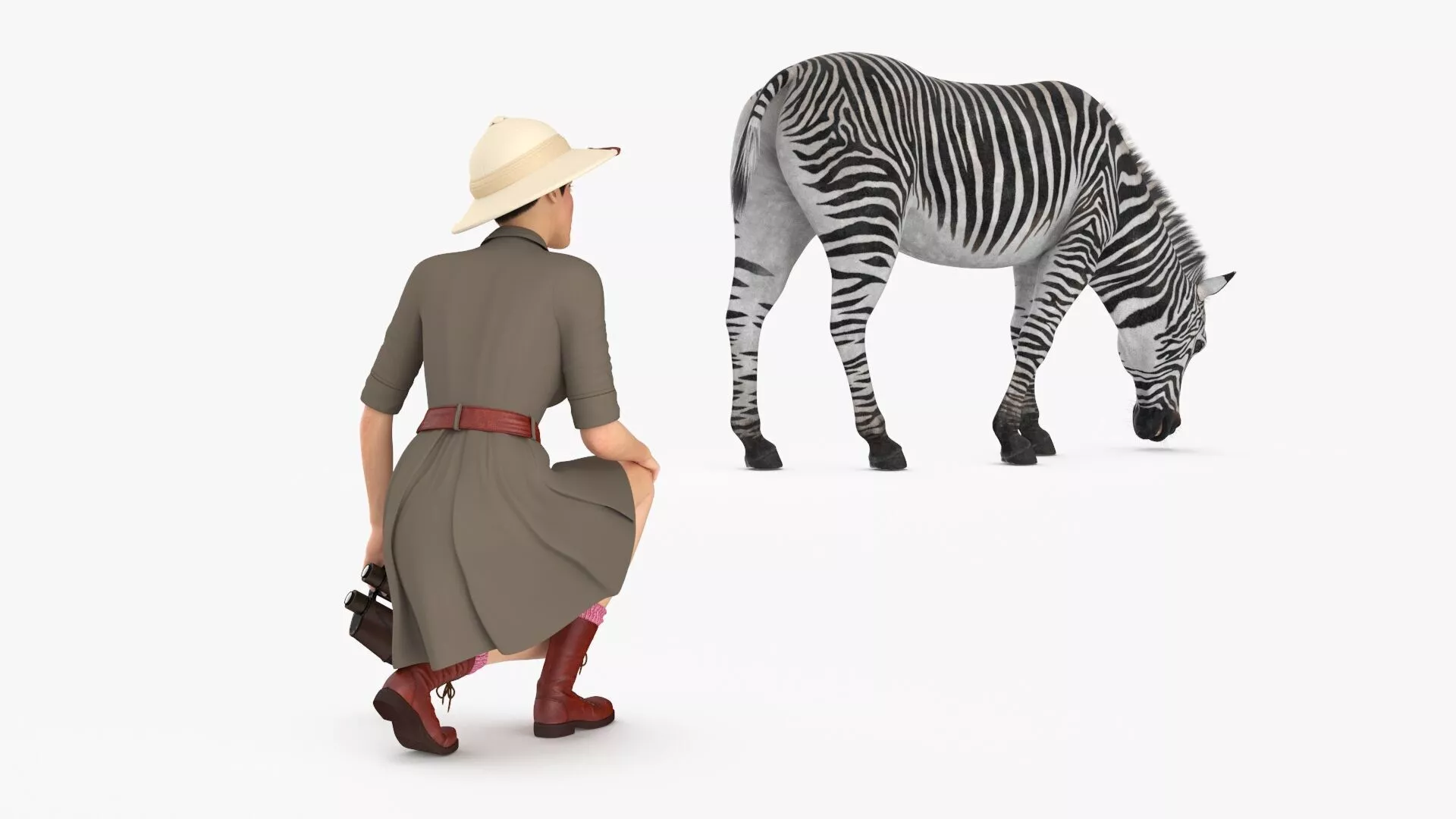 Explorer and Zebra Fur 3D model