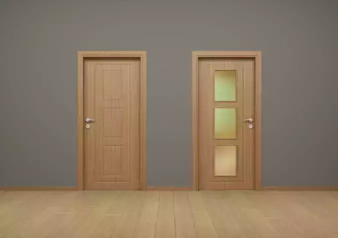 Modern Interior Wood Door - Real Wood UVW Maps - MUTE 6-6C