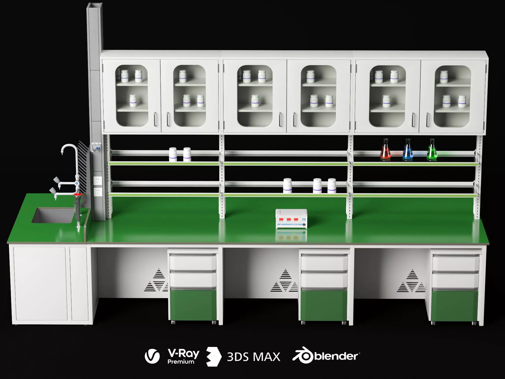 Chemical lab side workstation asset pack 3D model