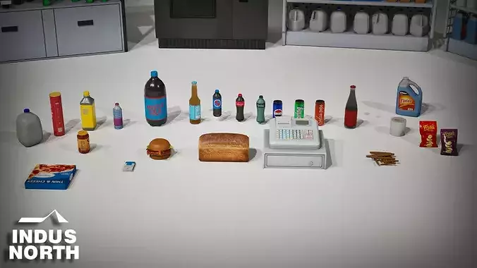 Game-Ready Grocery Props and Super Market Kit Low-poly 3D model 5