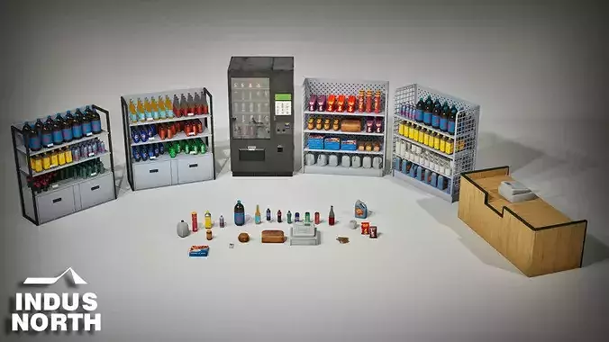 Game-Ready Grocery Props and Super Market Kit Low-poly 3D model 6