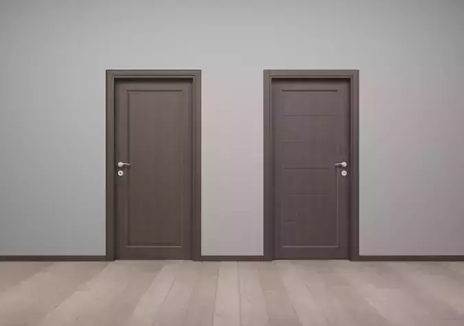 Modern Interior Wood Door - Real Wood UVW Maps - MUTE C1-C2