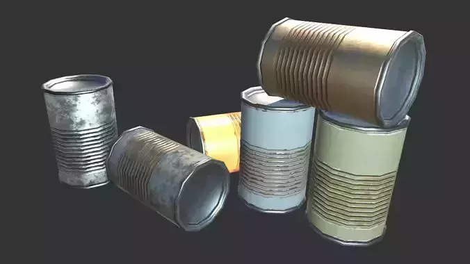 Rusty Old Food Cans Low-poly 3D model