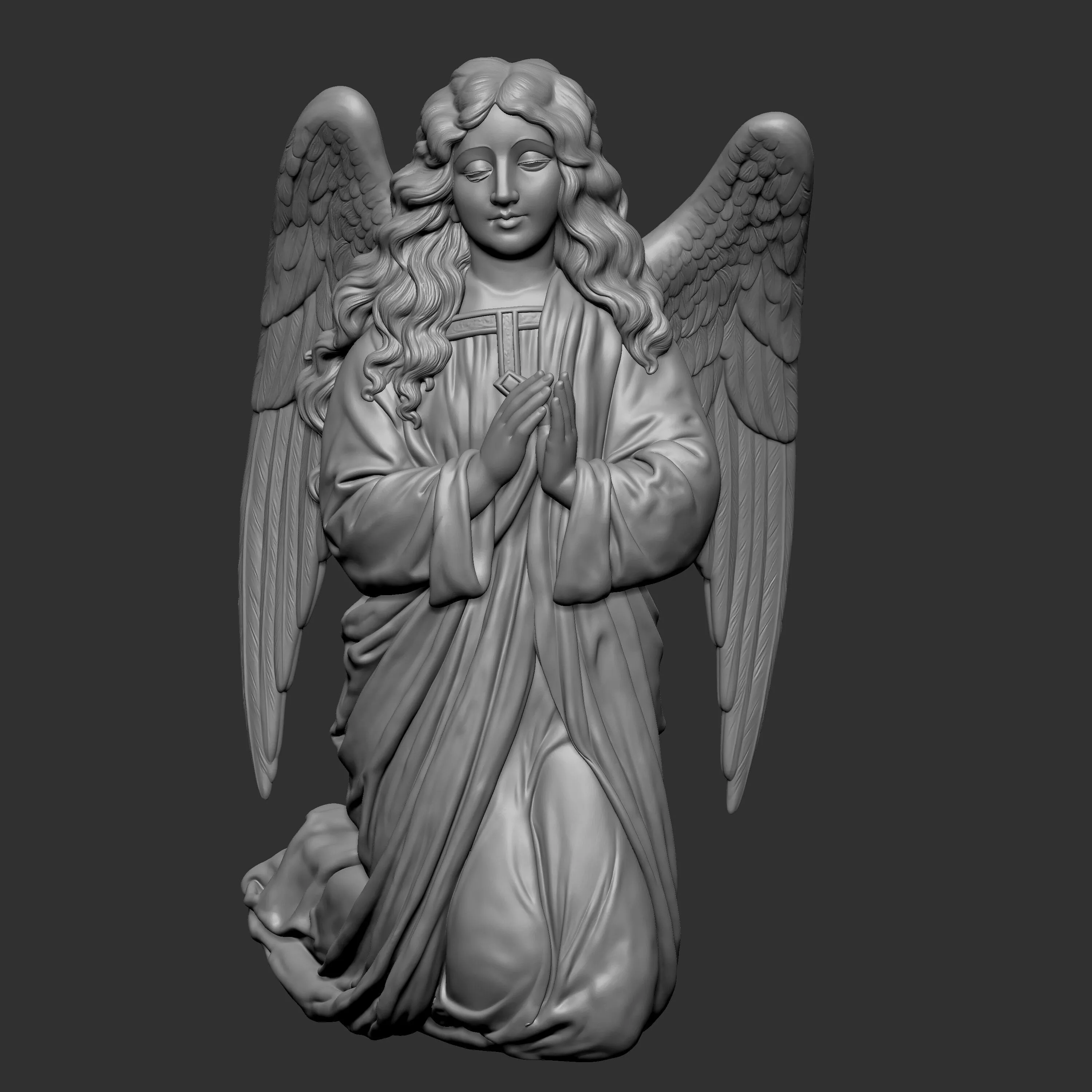 3D digital sculpture of a kneeling 3D print model