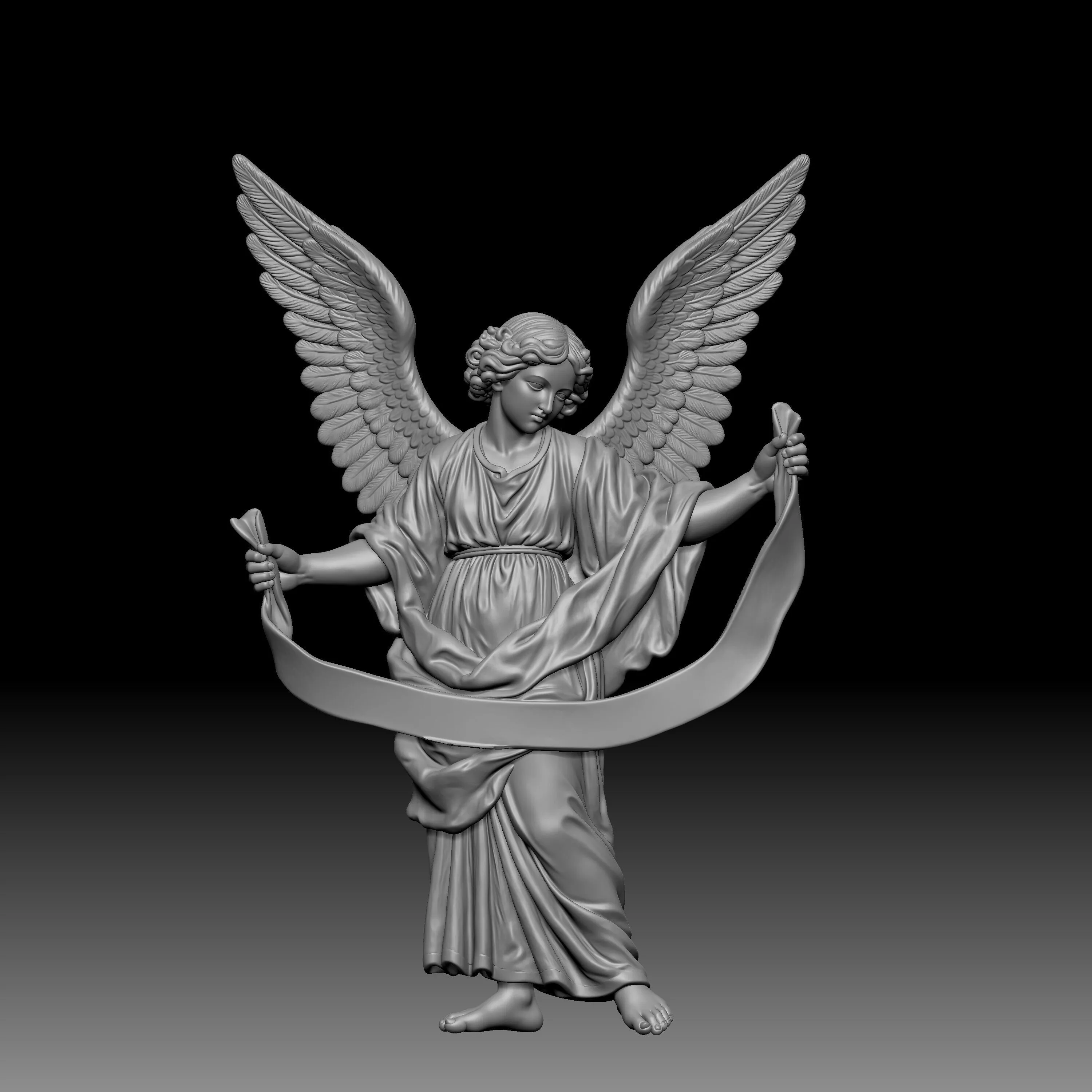 sculpture of a classical winged angel 3D print model