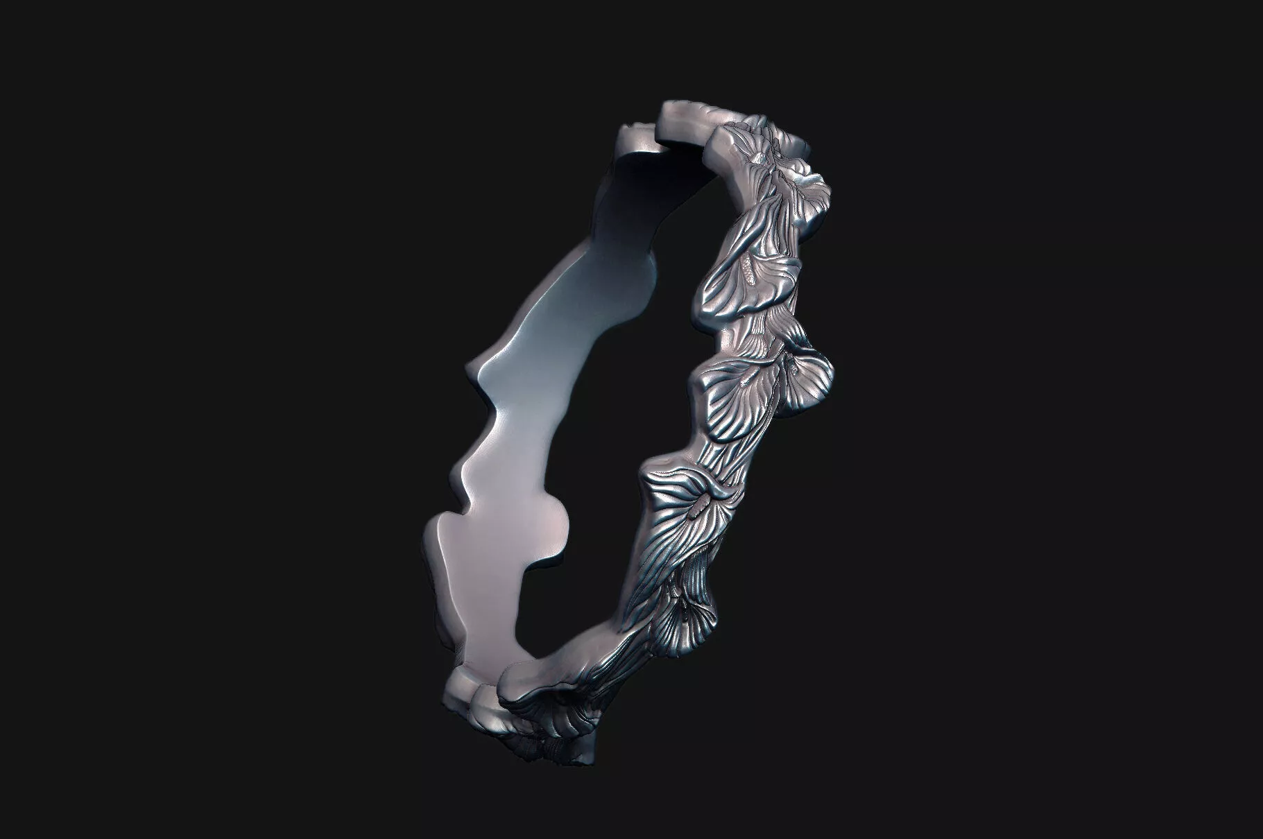 Floral classical flower ring-band wedding-band Cally lily 3D print model