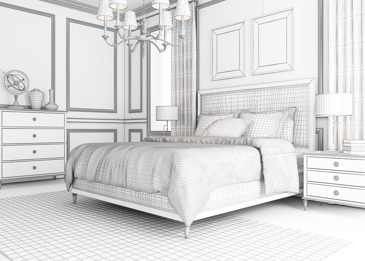 Rustic Bedroom 025 3D model_1