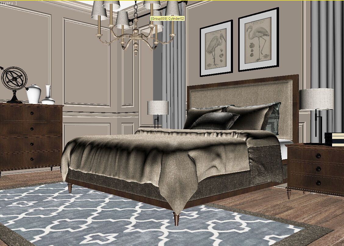 Rustic Bedroom 025 3D model_4
