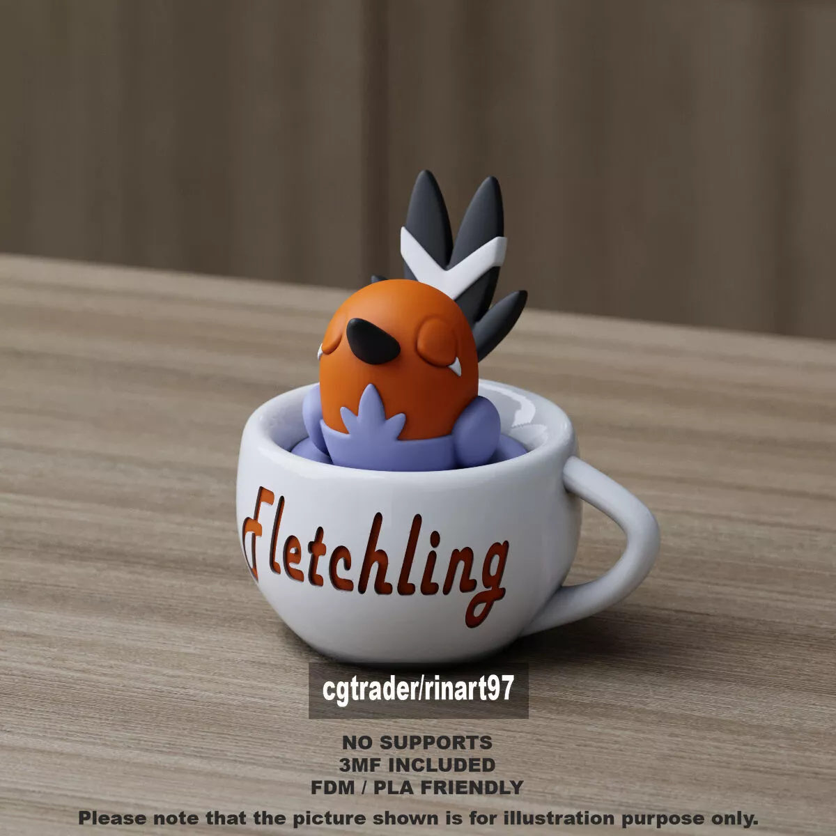 Fletchling in the chill cup 3D print model
