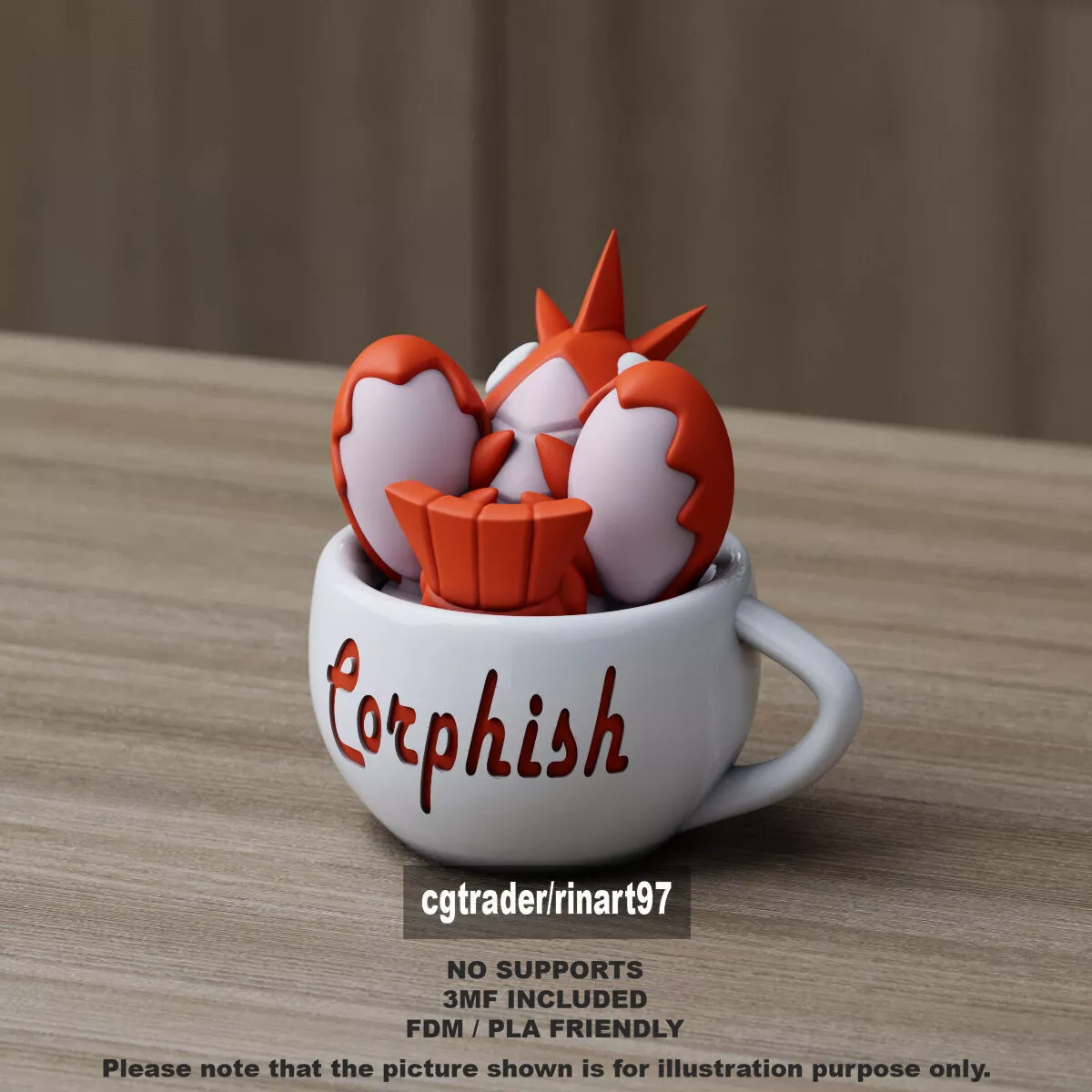 Corphish in the chill cup 3D print model
