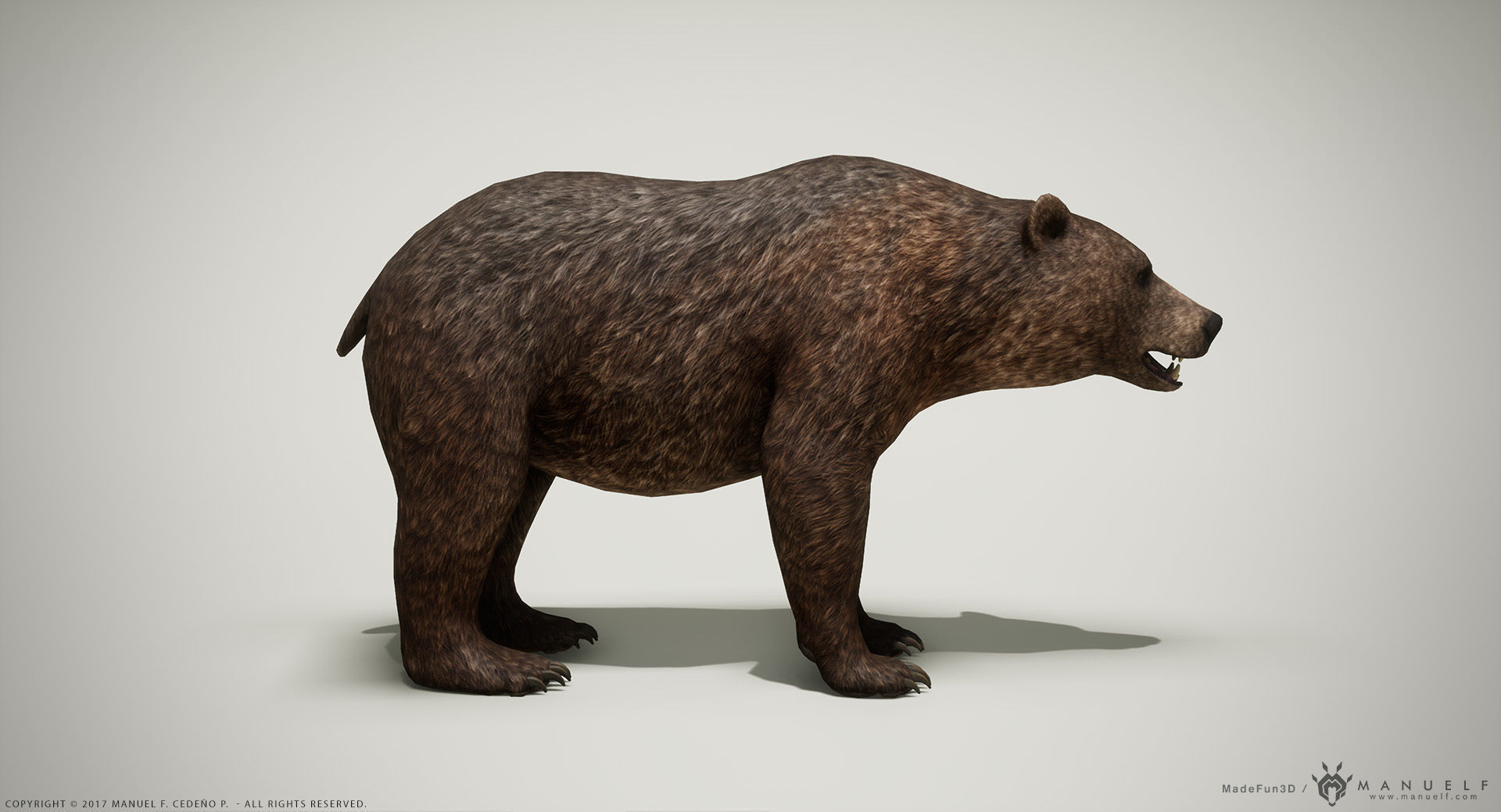 Brown Bear game ready PBR  Low-poly 3D model_3