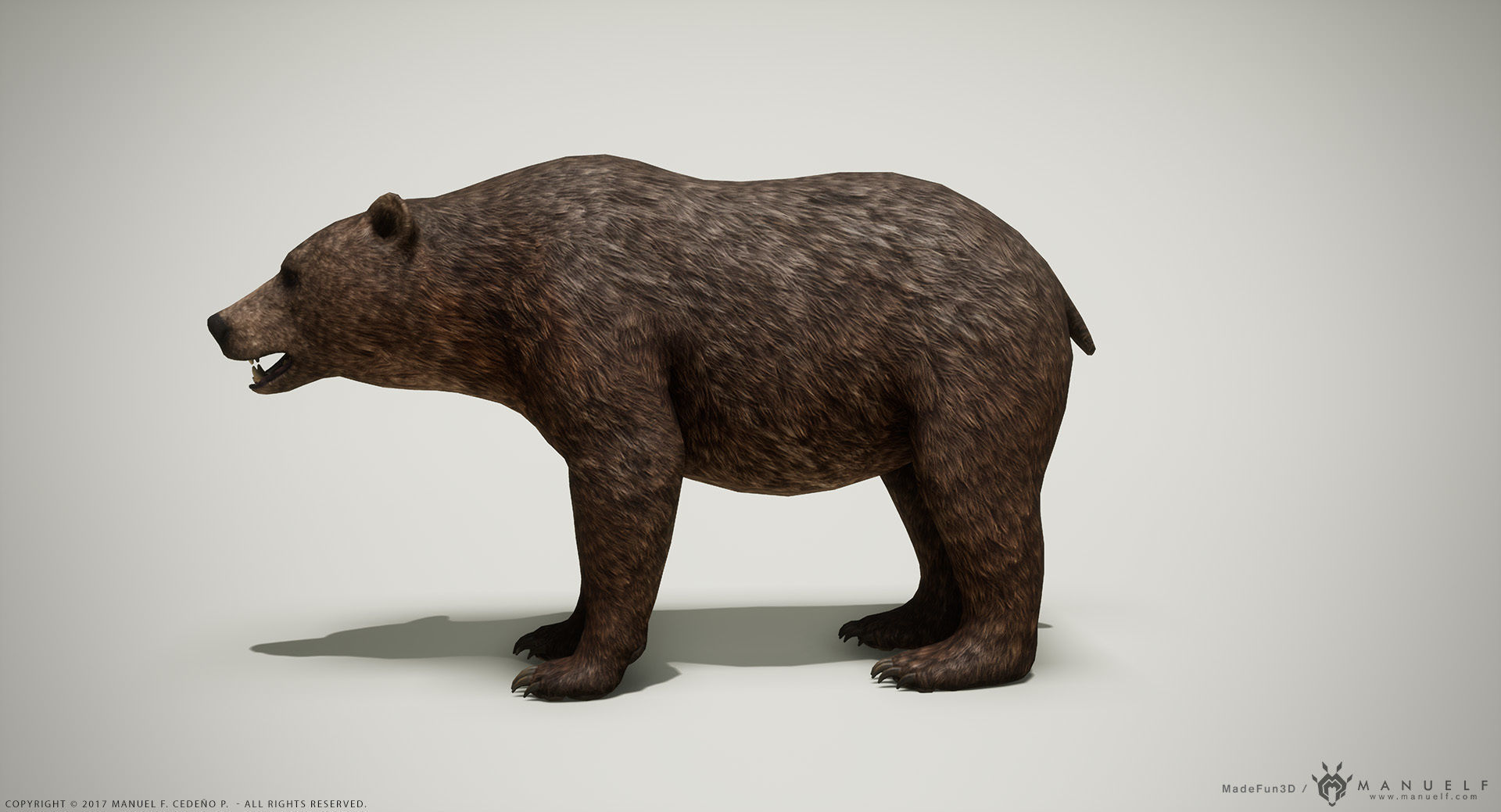 Brown Bear game ready PBR  Low-poly 3D model_4