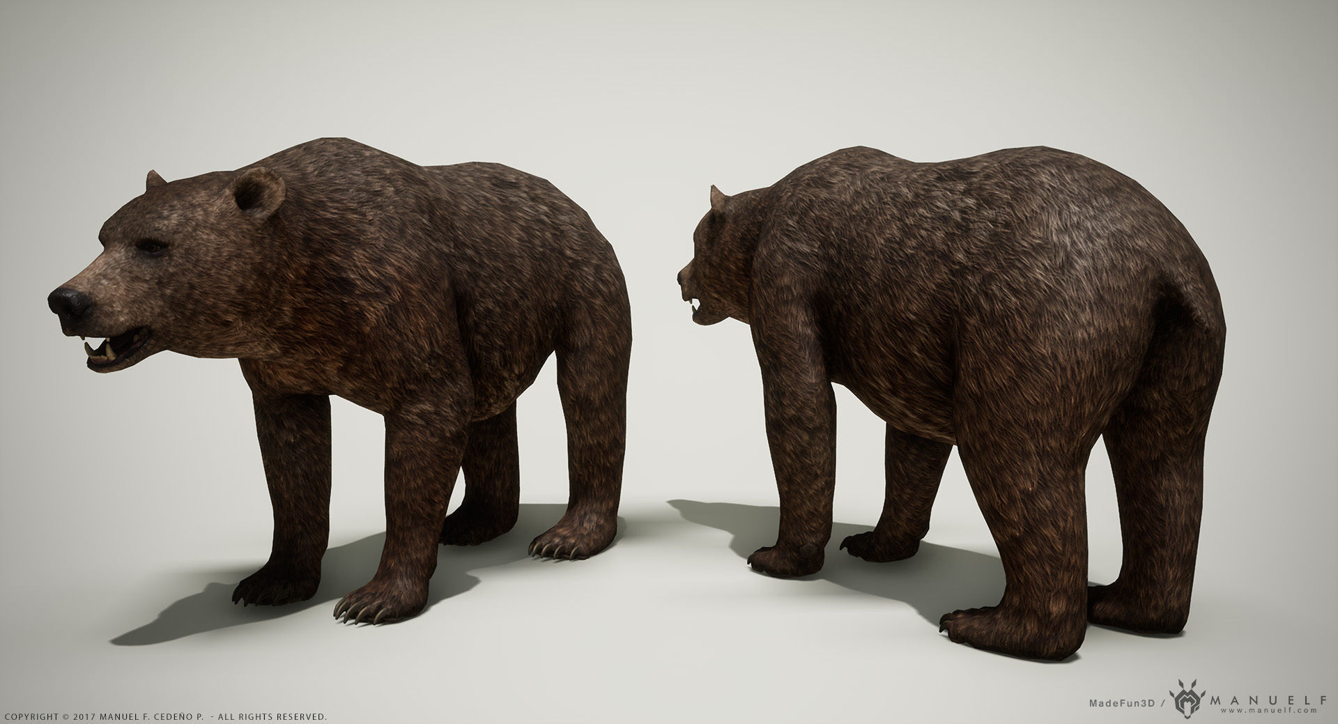 Brown Bear game ready PBR  Low-poly 3D model_5
