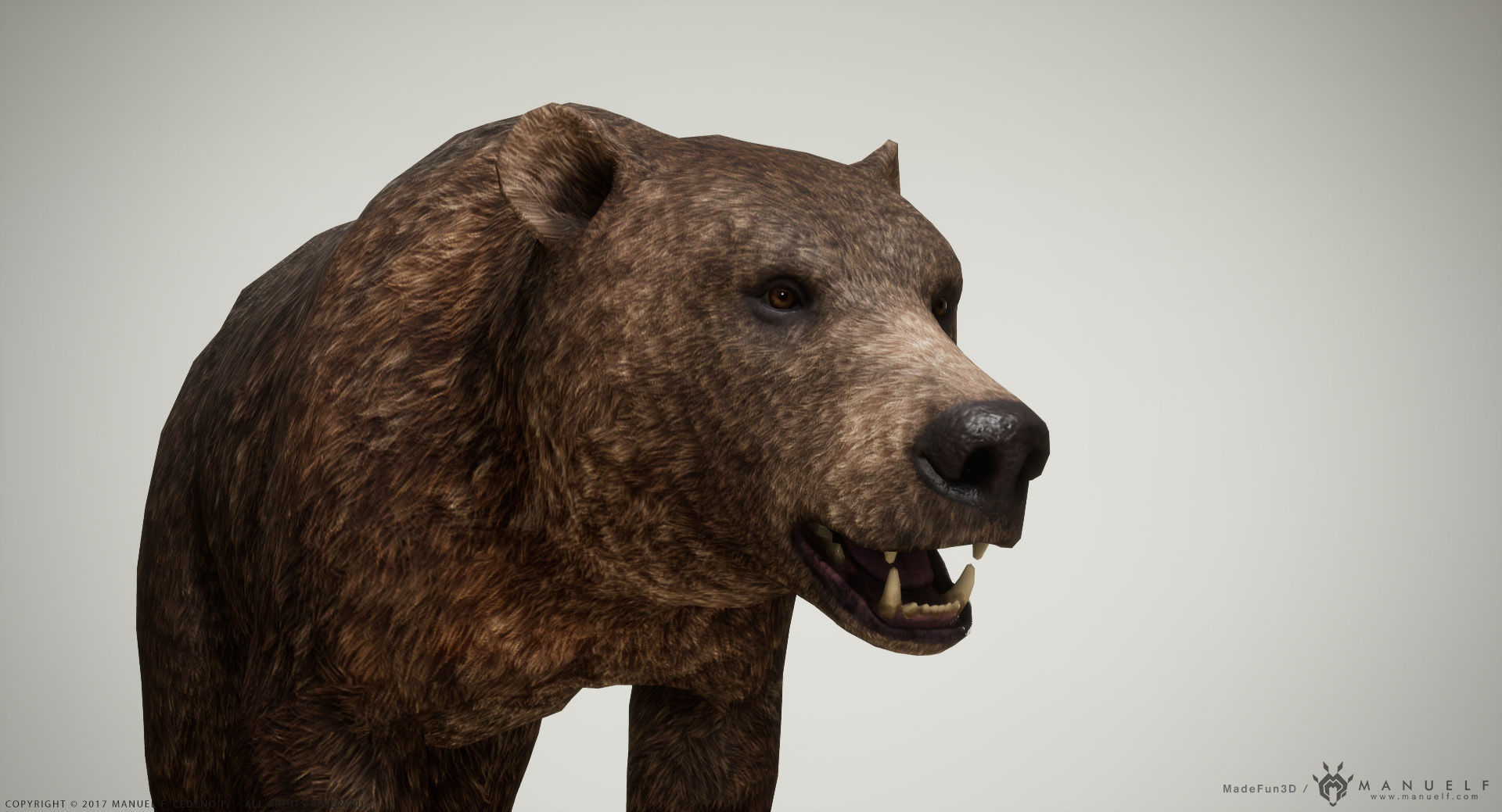 Brown Bear game ready PBR  Low-poly 3D model_1
