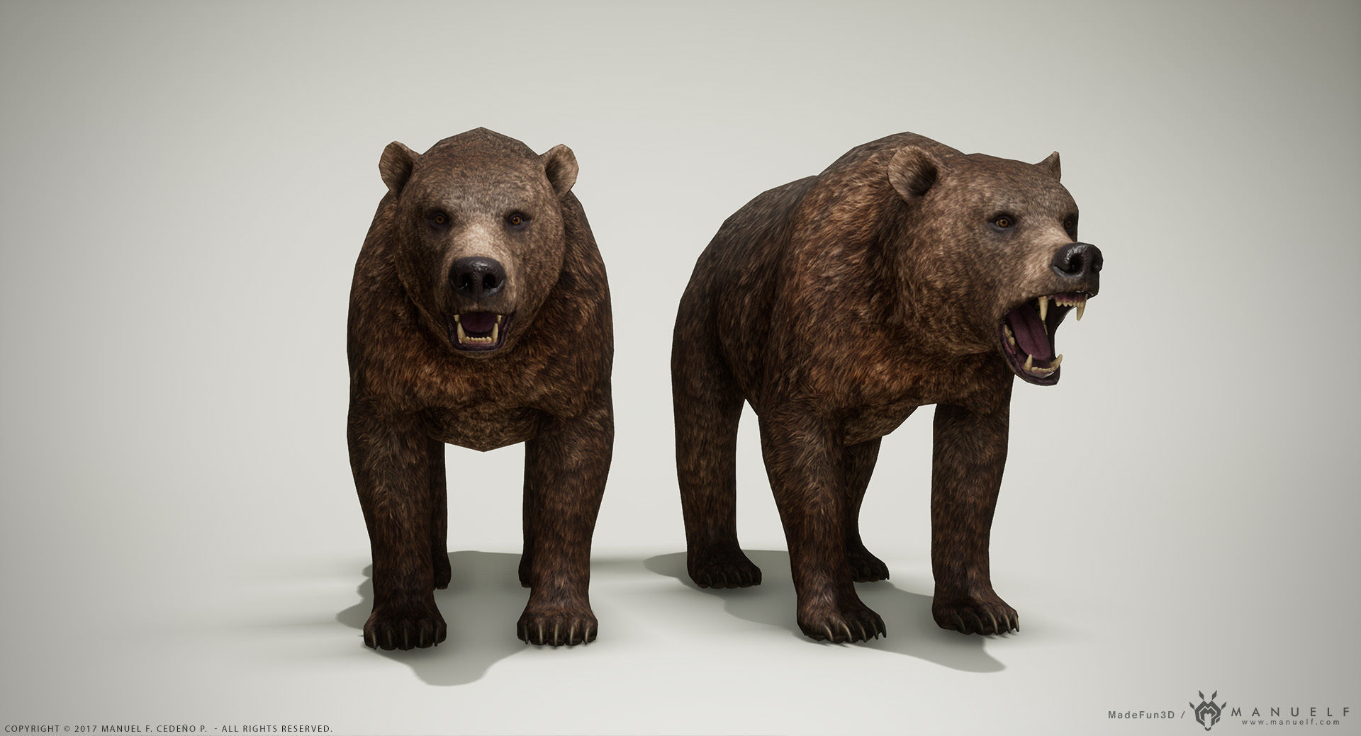 Brown Bear game ready PBR  Low-poly 3D model_2