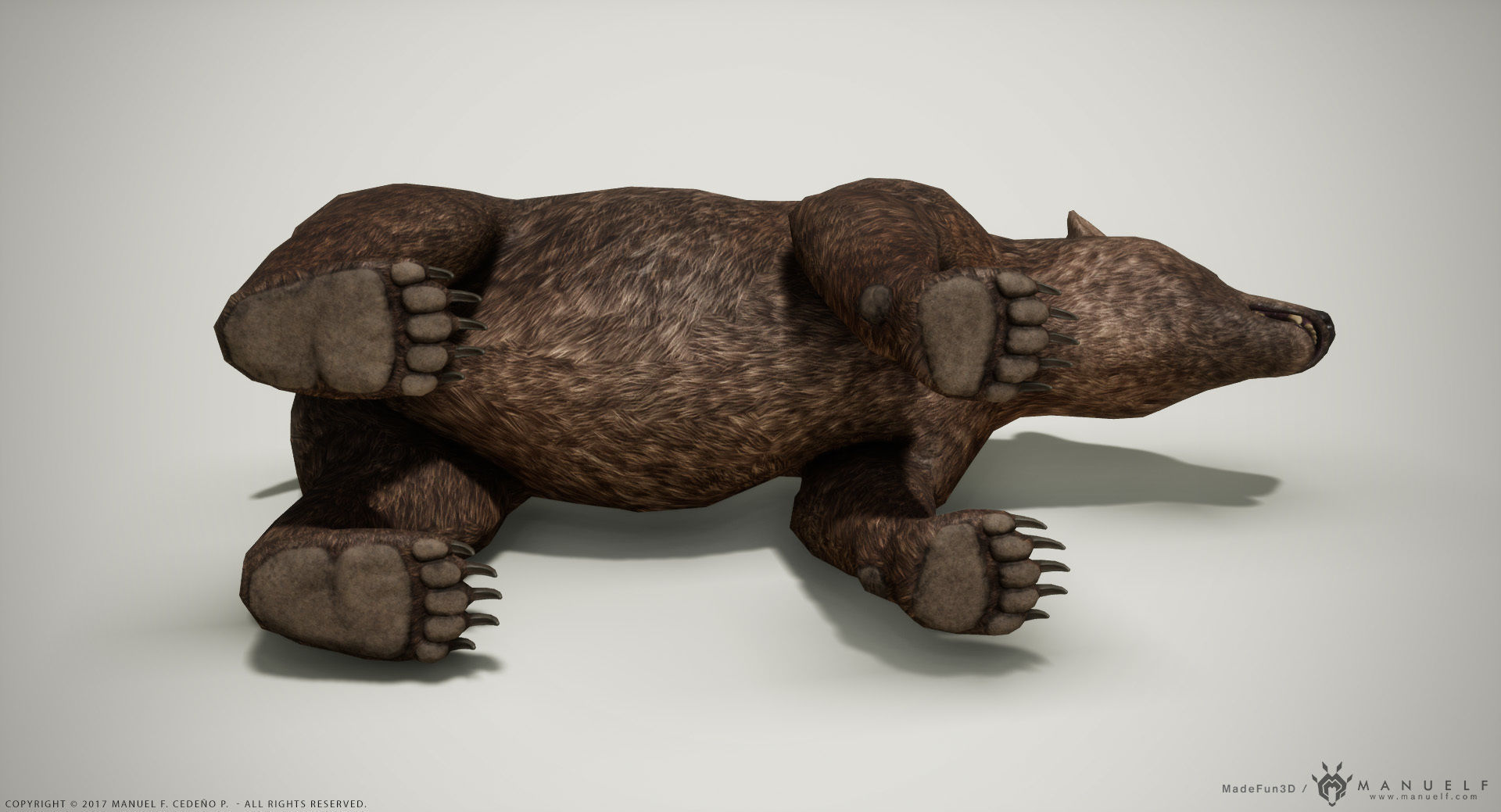 Brown Bear game ready PBR  Low-poly 3D model_7