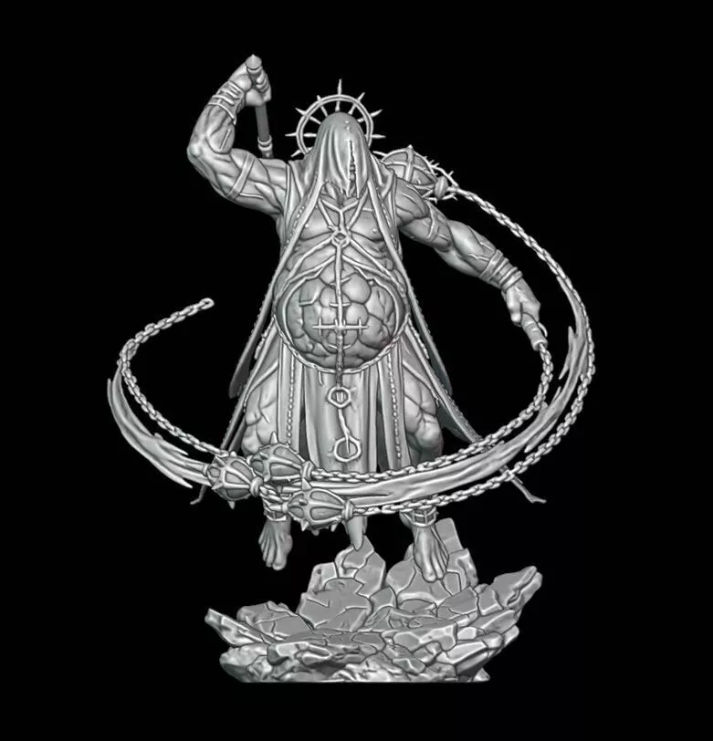 The Veiled Penitent Dark Fantasy Horror Boss STL 3D print model