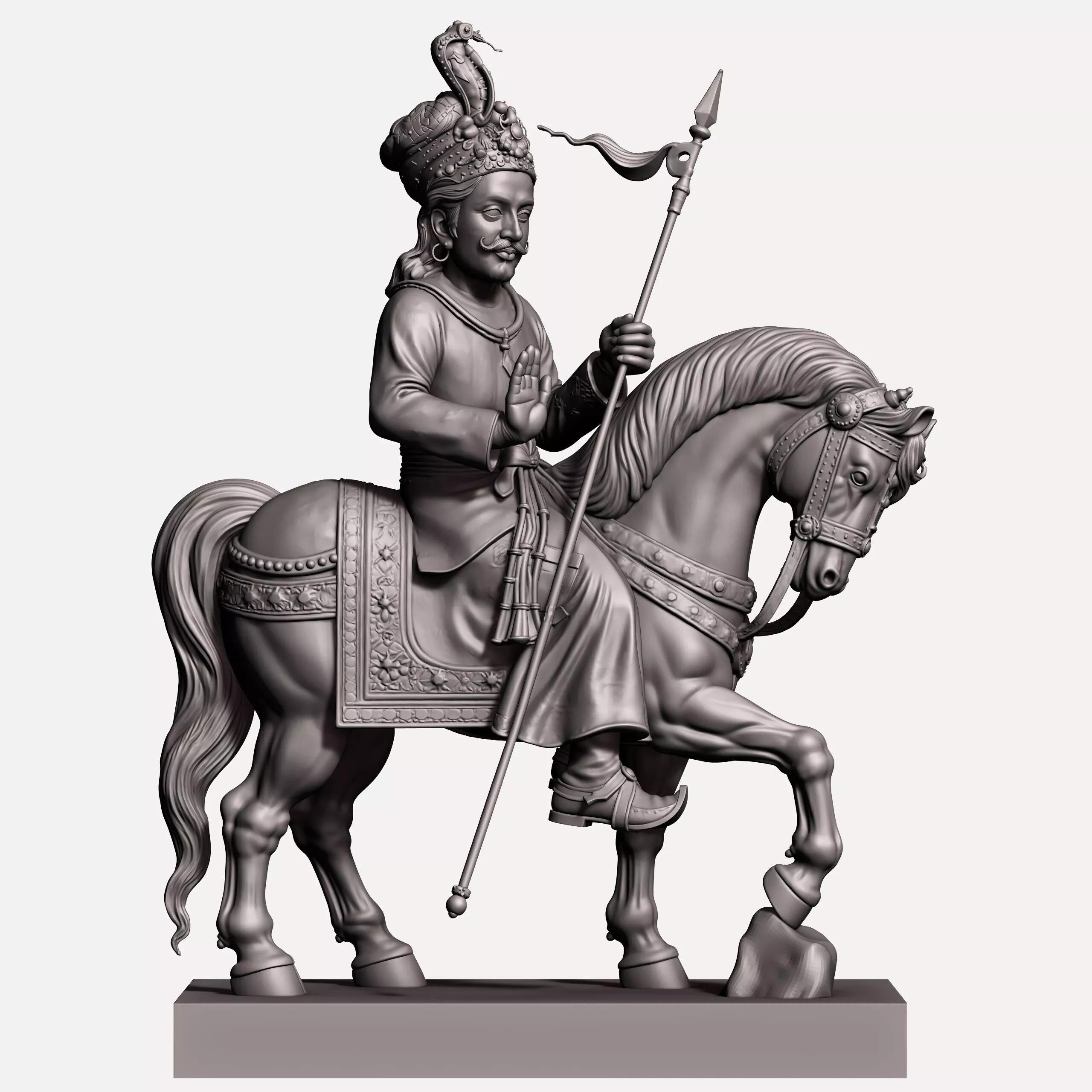 Maharana Pratap 3D Model Indian Warrior King Statue 3D print model