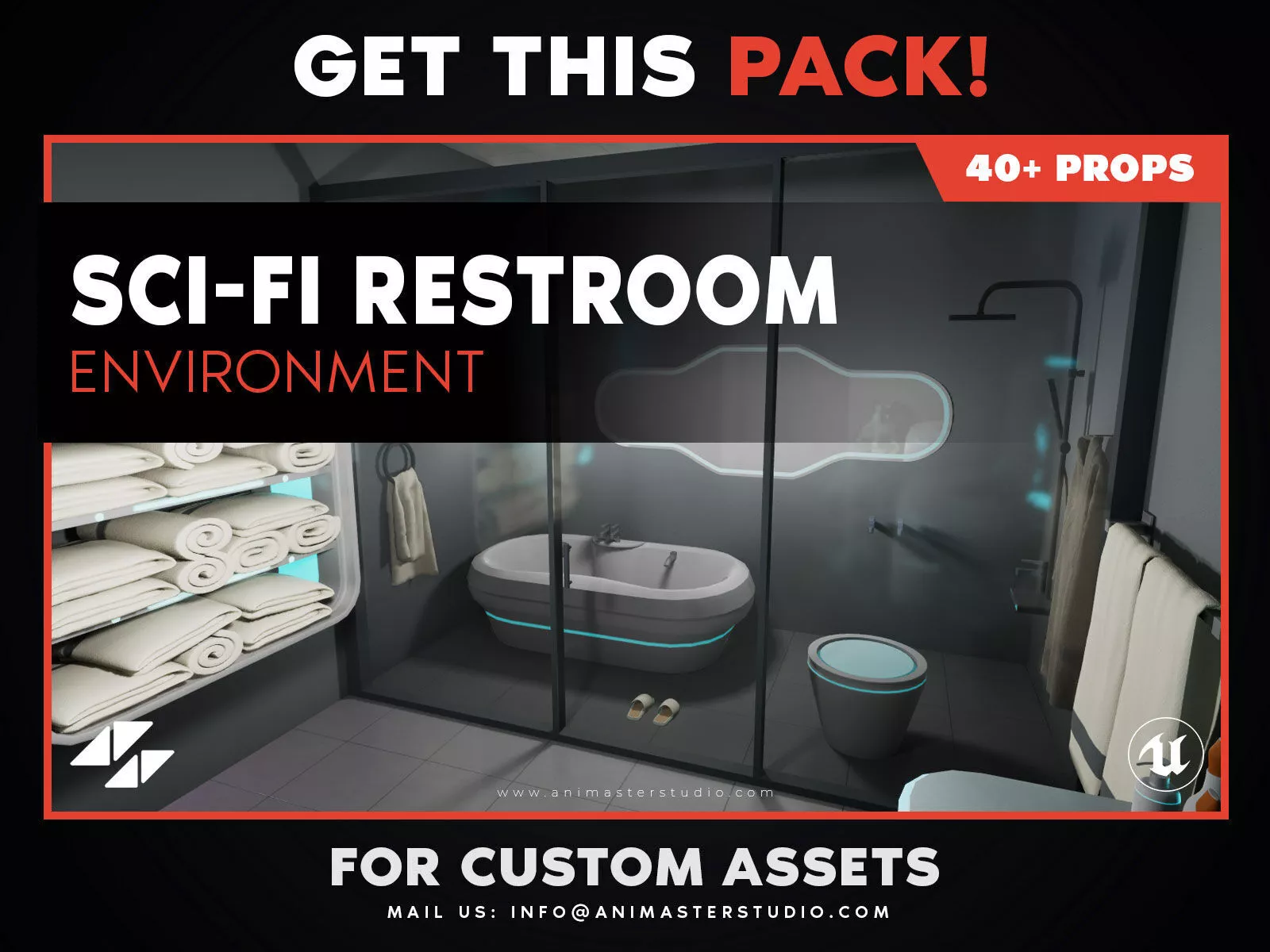 Sci-Fi Public Restroom - Complete UE Environment Low-poly 3D model
