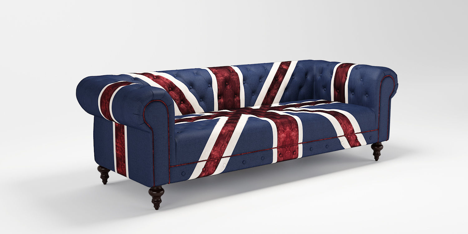 Union Jack 3 Seater Sofa Id 0007 3d Model Cgtrader