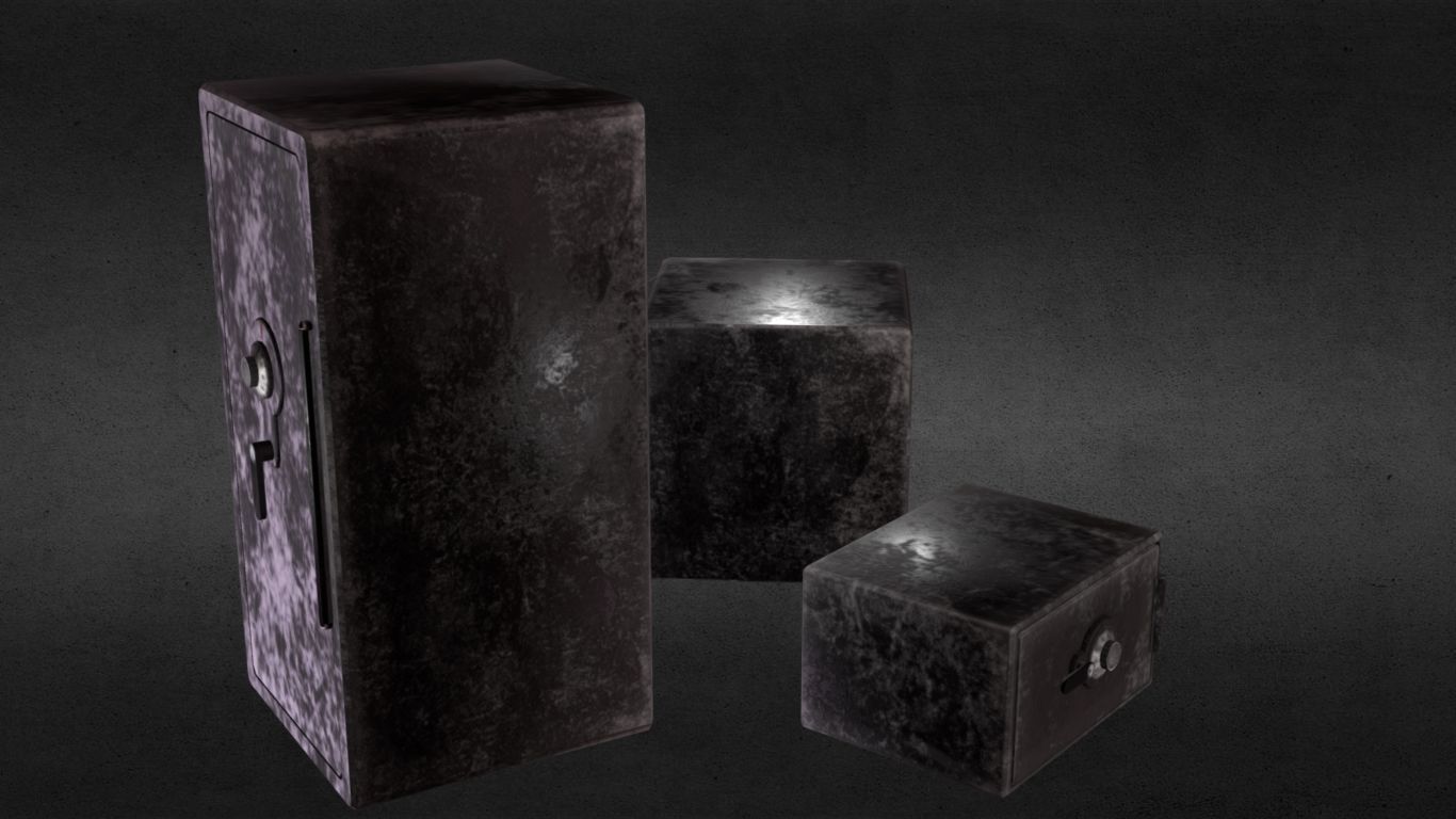 PBR Padlock Safes Low-poly 3D model_5