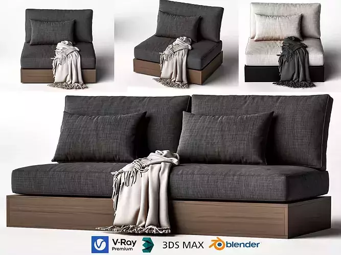 Modern Modular Outdoor Sectional Sofa Set Low-poly 3D model