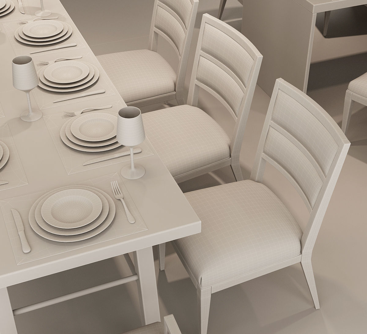 Restaurant dining room with chairs and wooden walls 3D model_3