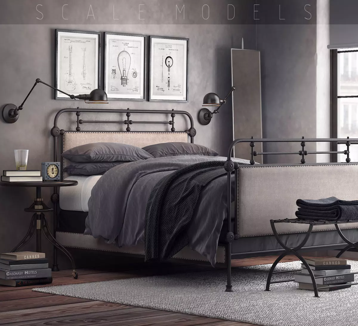 1920s French style bedroom 034 3D model