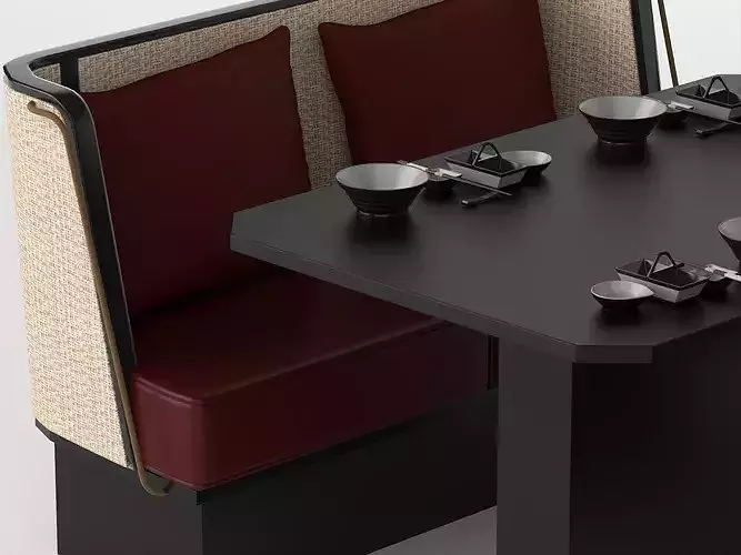 Modern Restaurant Booth Seating Set Low-poly 3D model 6
