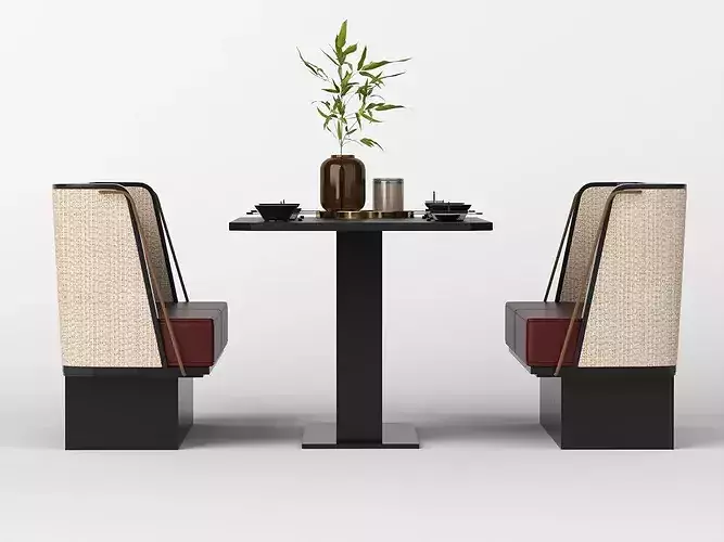 Modern Restaurant Booth Seating Set Low-poly 3D model 3