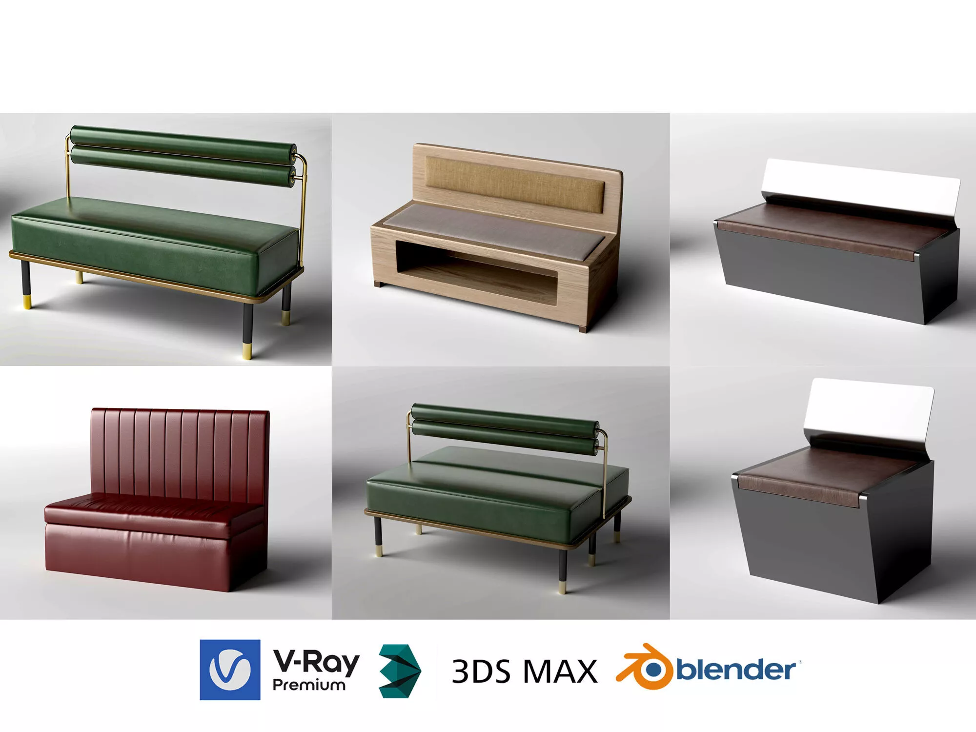 Modern Bench Series Low-poly 3D model