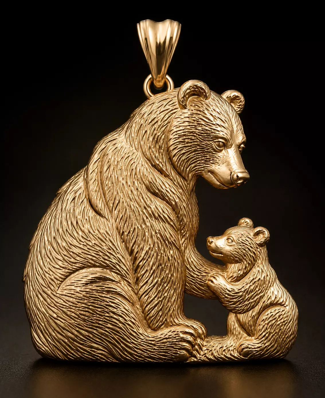 Mother Bear and Cub Pendant 3D print model