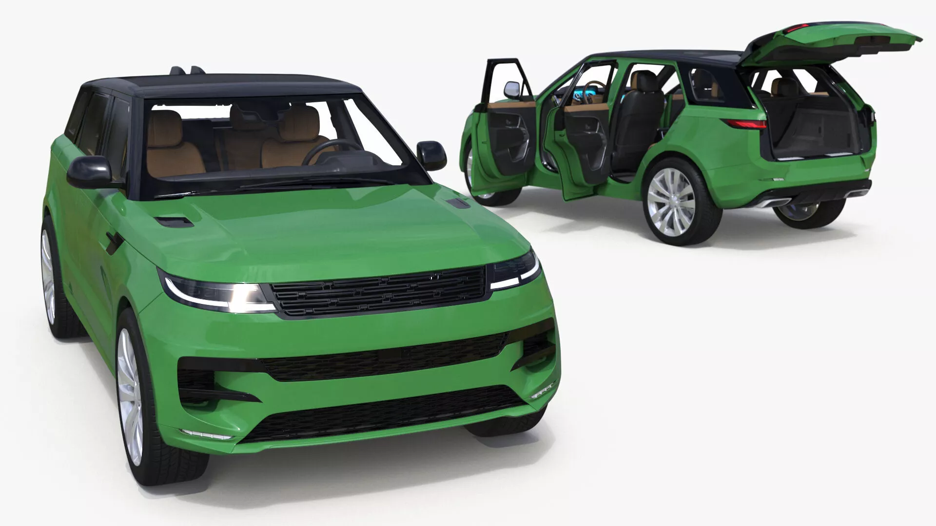 Green Modern Crossover Sport Rigged 3D model