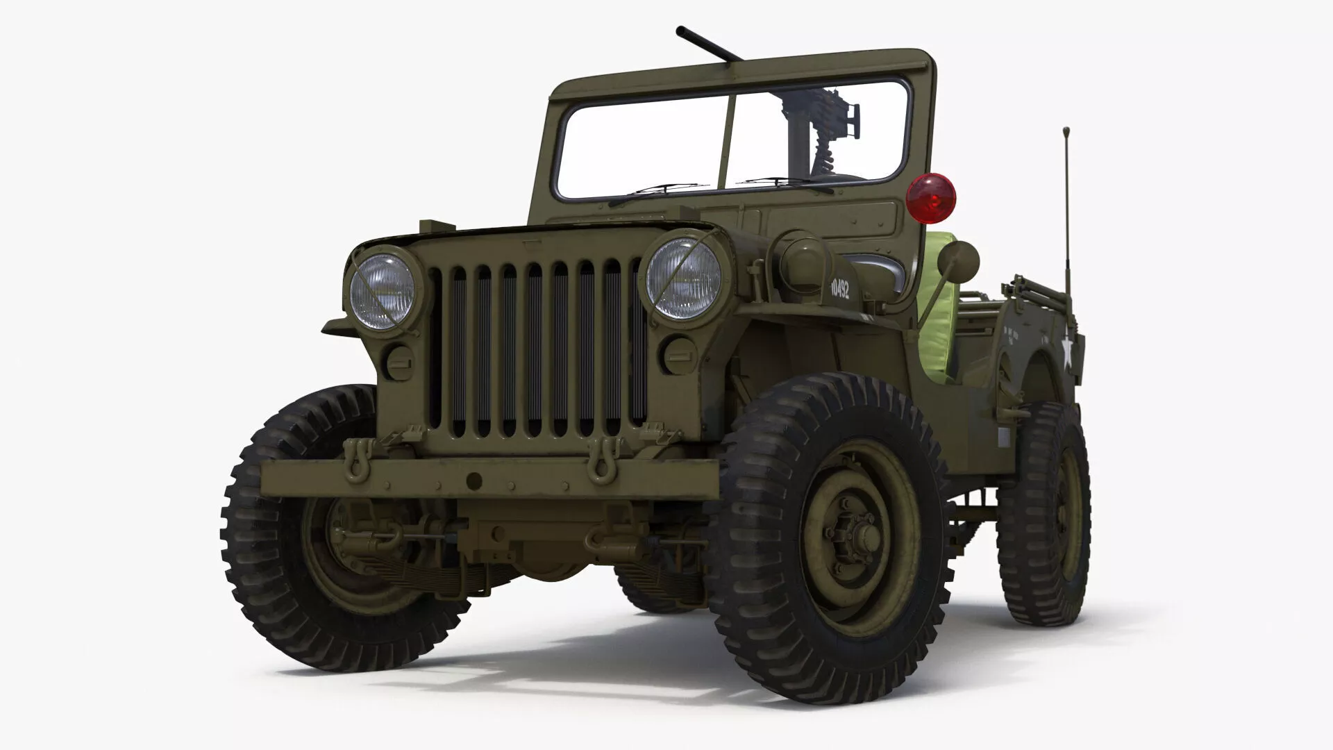 Military Jeep Willys M38 with Mounted Gun Rigged 3D model