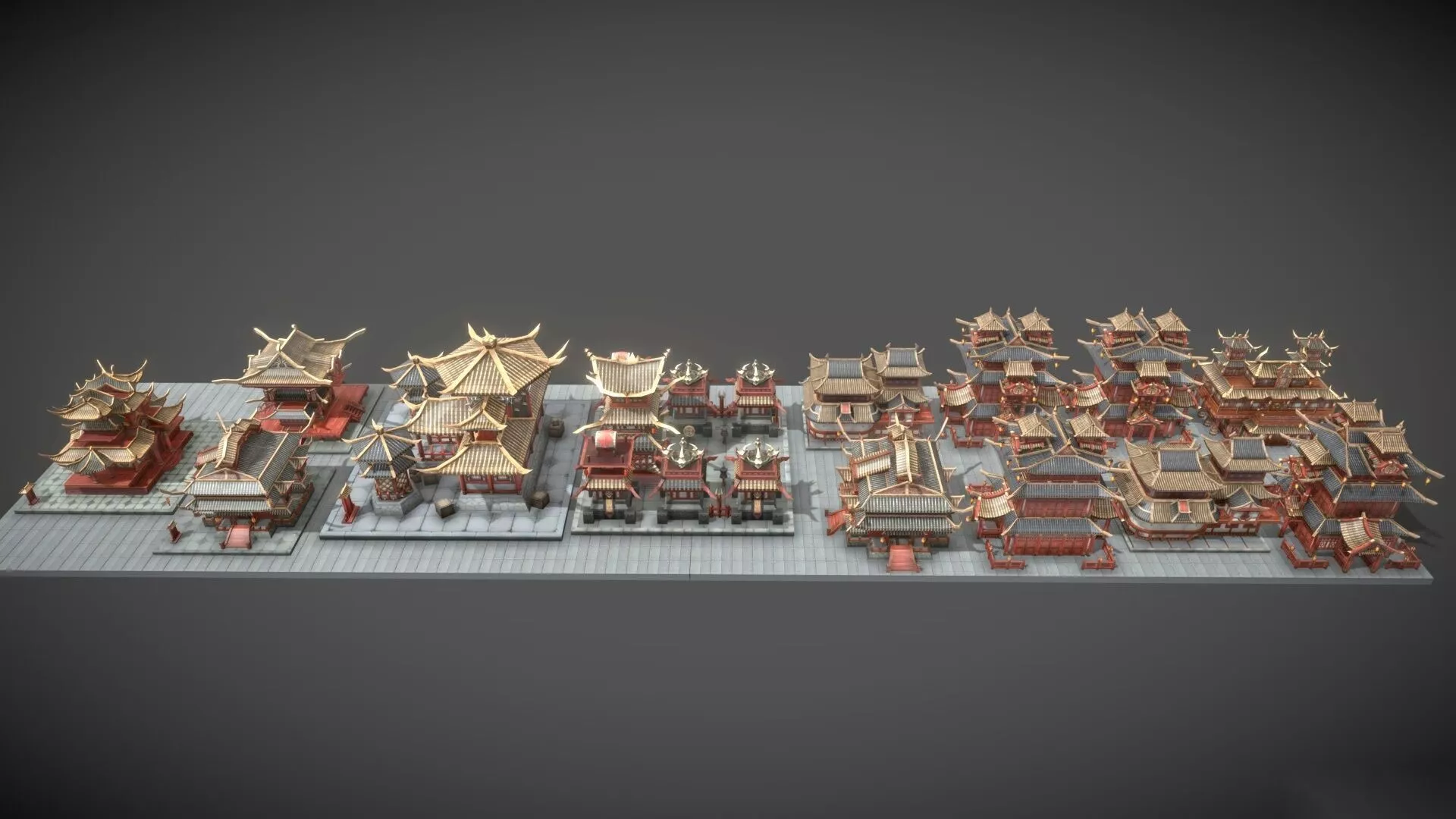 Low Poly Ancient Chinese Traditional Architecture Low-poly 3D model
