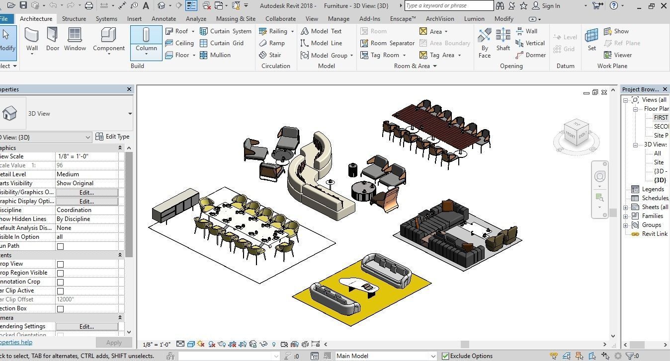 3d mode Furniture revit 2018 3D model CGTrader