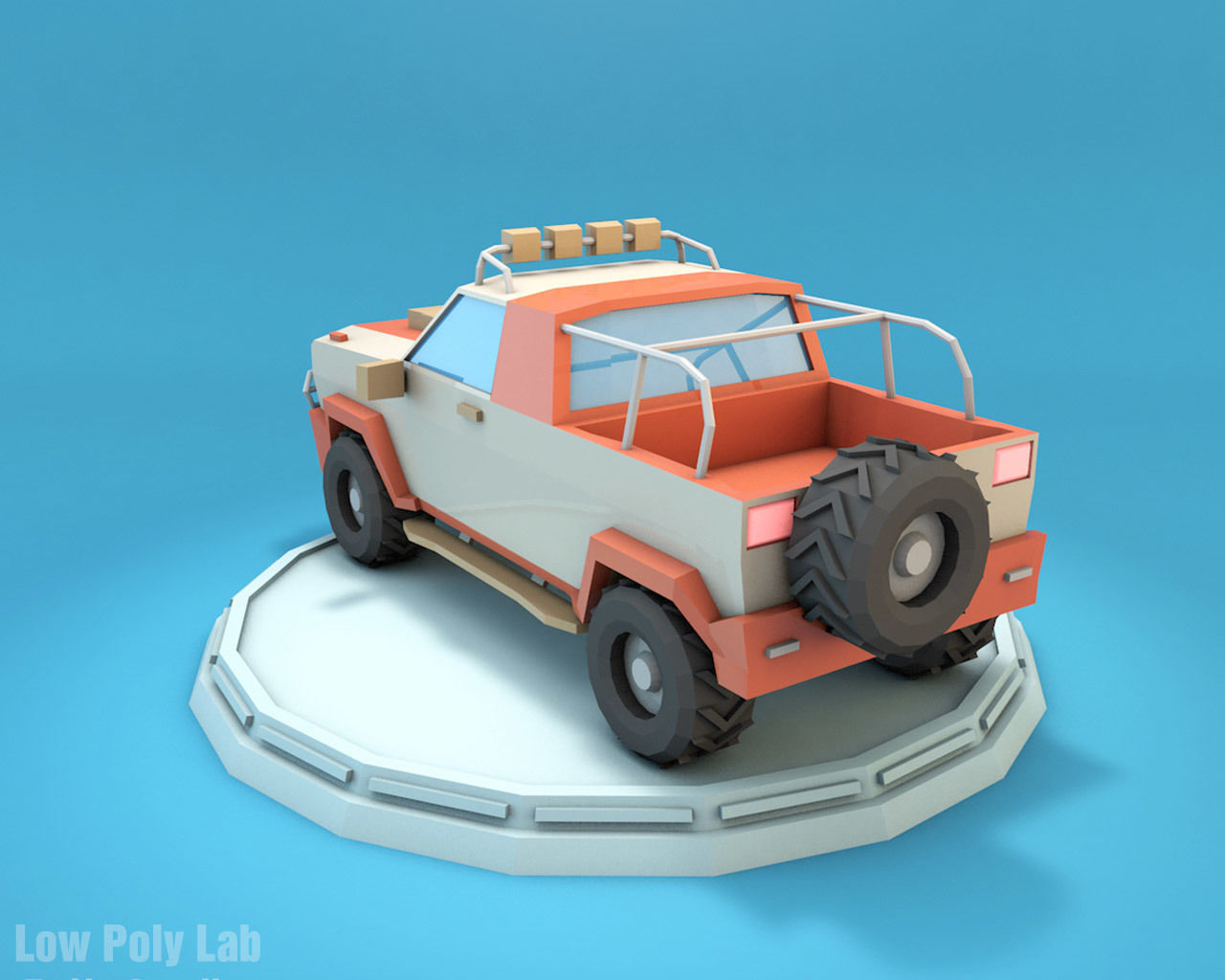 Cartoon Jeep SUV Low-poly 3D model_4