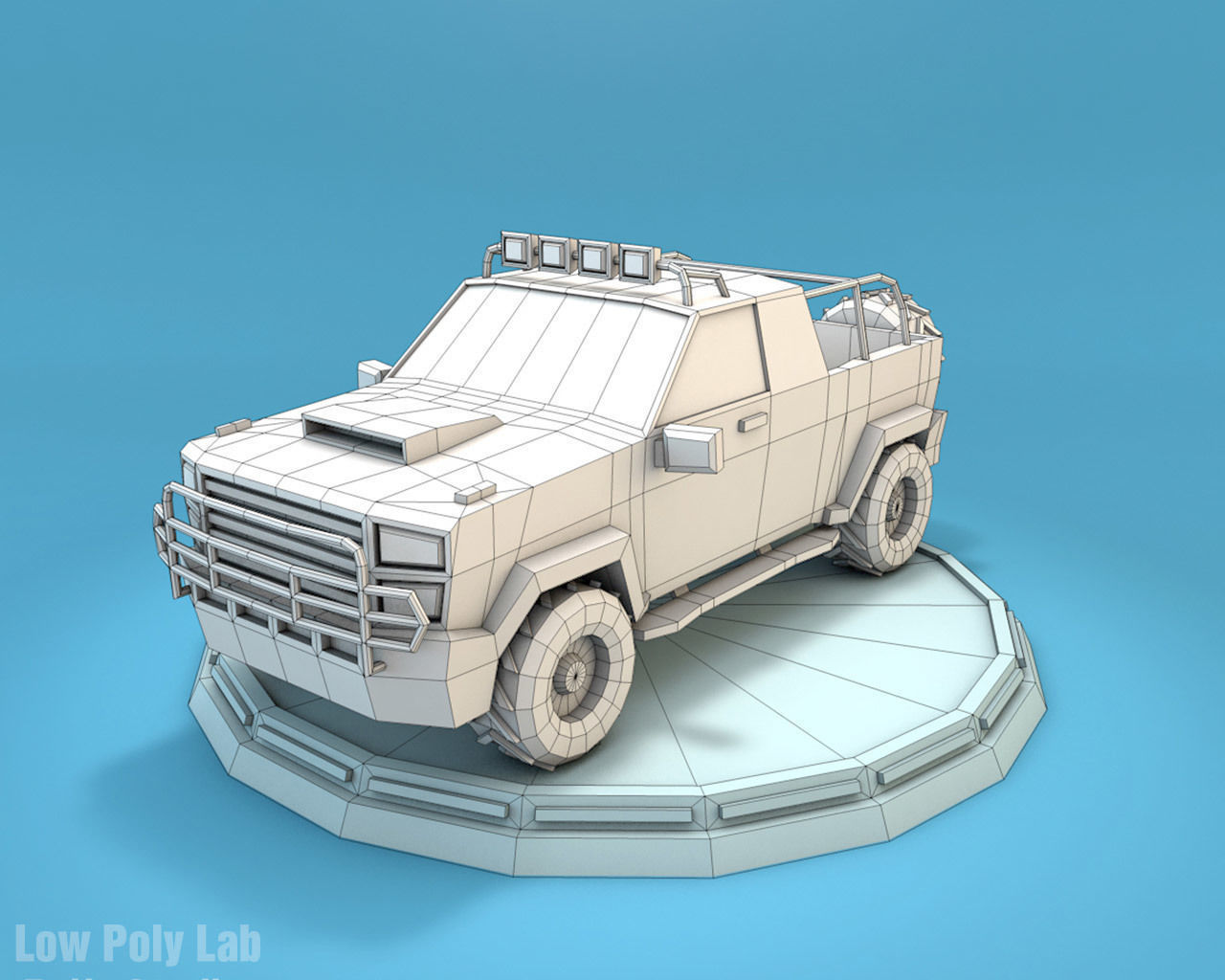 Cartoon Jeep SUV Low-poly 3D model_1
