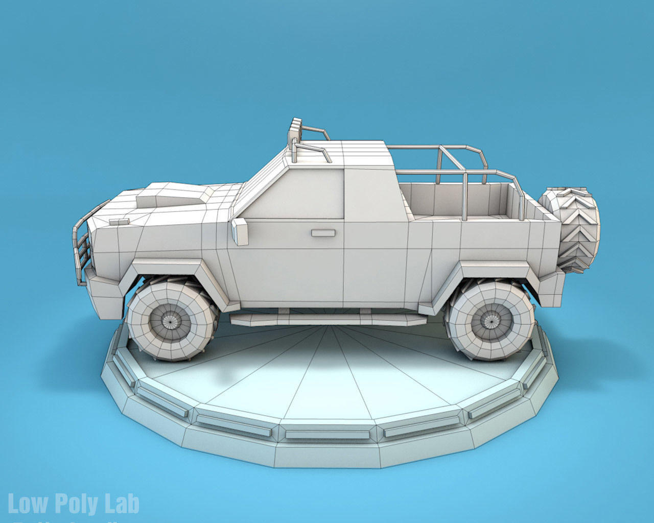 Cartoon Jeep SUV Low-poly 3D model_3