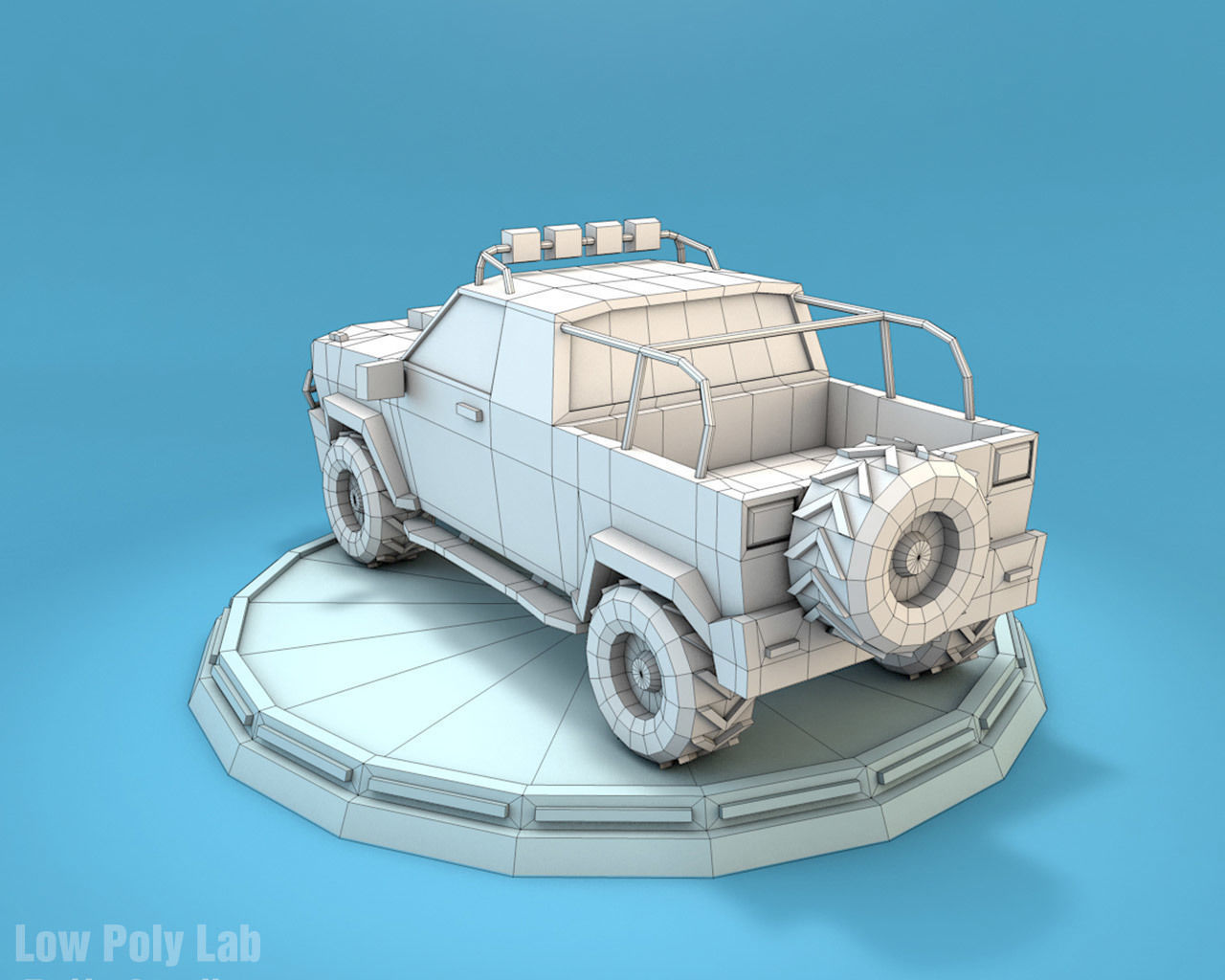 Cartoon Jeep SUV Low-poly 3D model_5