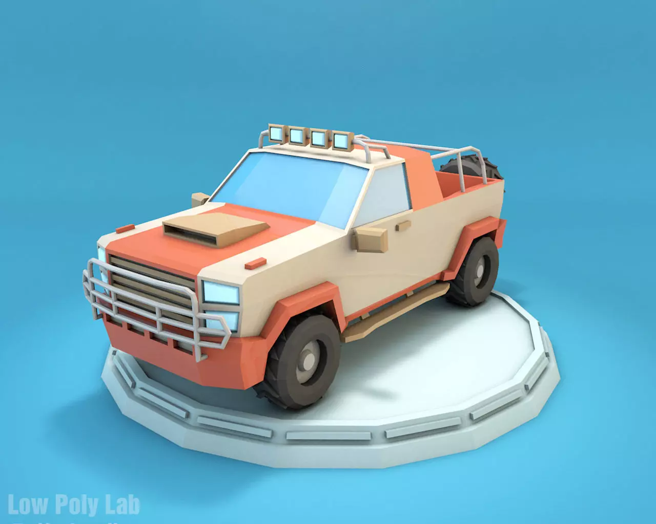 Cartoon Jeep SUV Low-poly 3D model_0