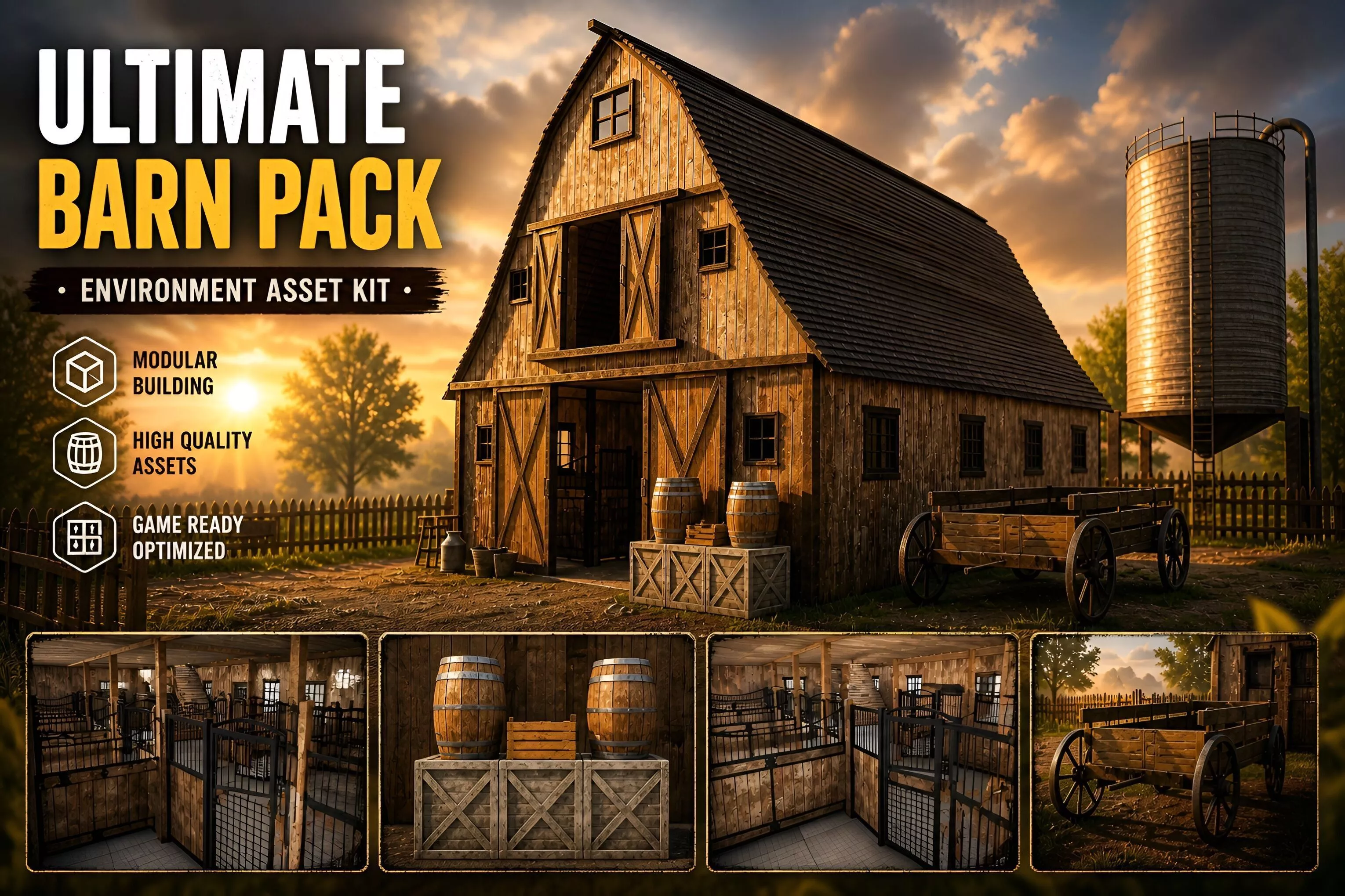 Barn and Horse Stable Environment Pack 3D model