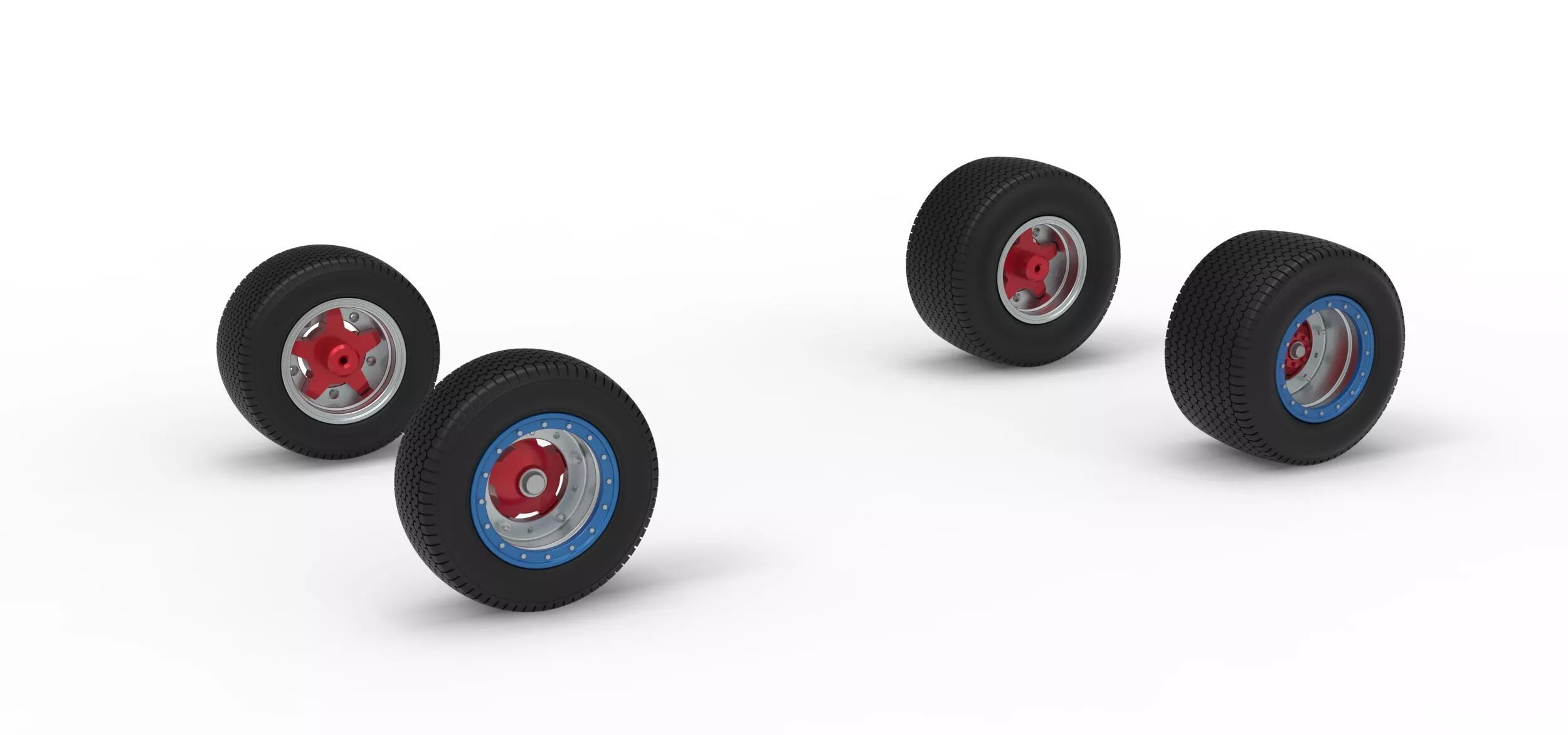 Wheel set of Northeast Dirt Modified stock car V6 Scale 1 to 25 3D print model