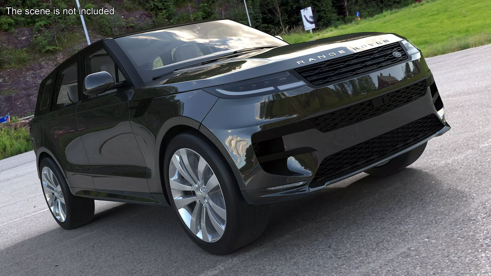 Sport SUV Range Rover Black Rigged 3D model